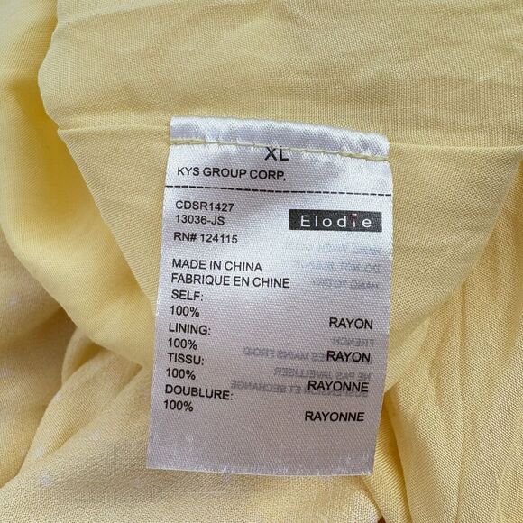 $99 Elodie Women's Yellow Half Sleeve Smocked Polka Dot Midi‎ Dress Size XLarge - Picture 11 of 12